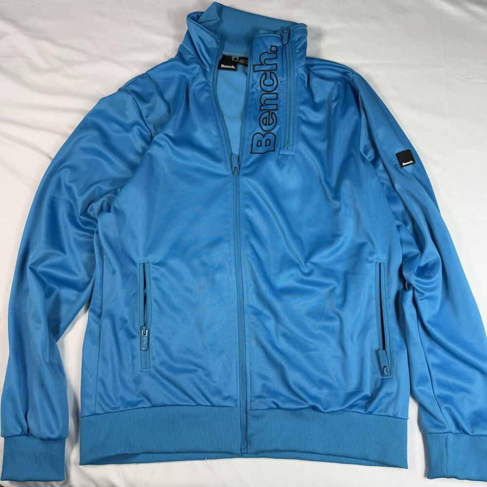 Bench Blue Men Large Athletic Zip Up Jacket Streetwear Sweatshirt EUC
